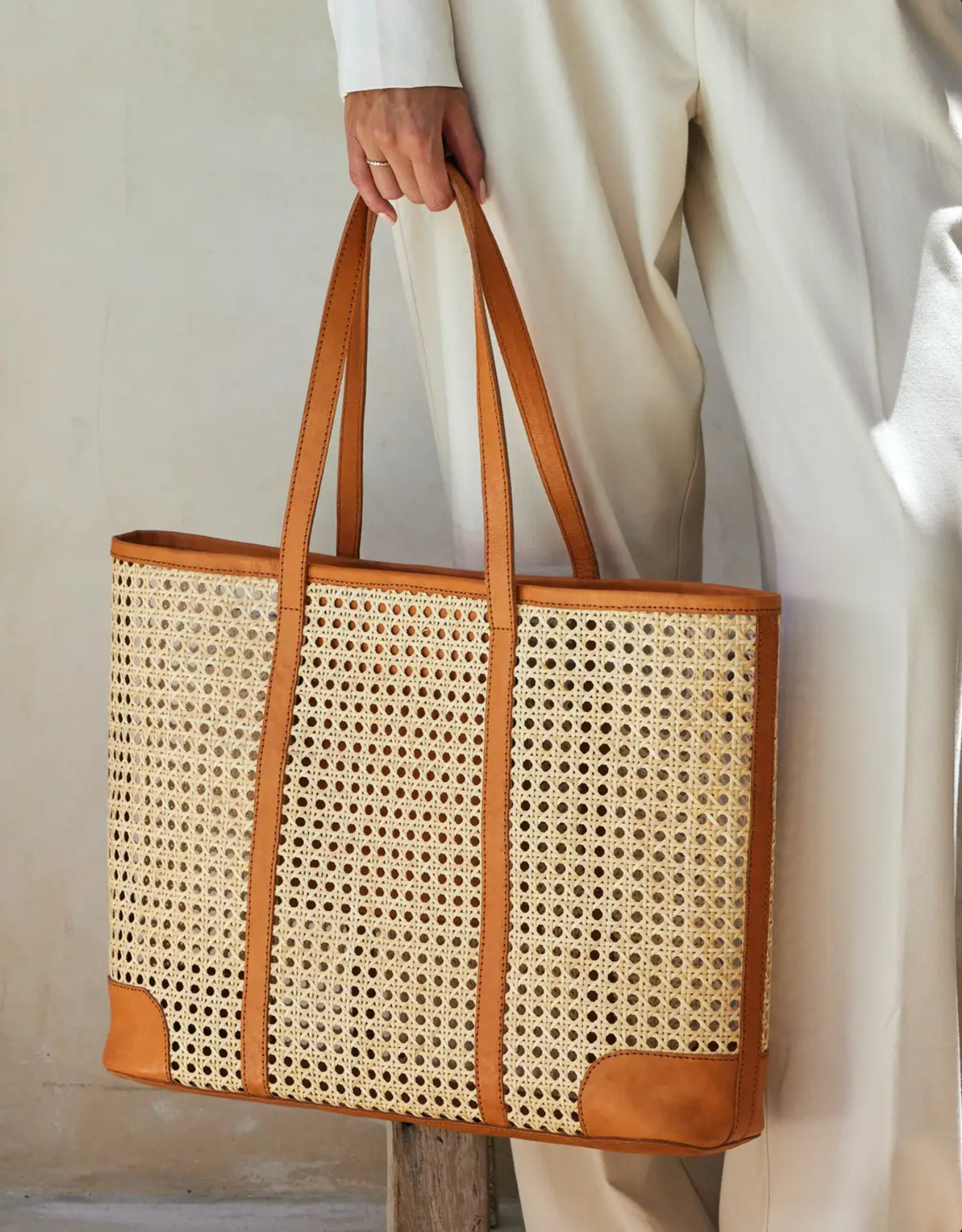 The Winding Road Oversized Rattan Cane Weave Tote