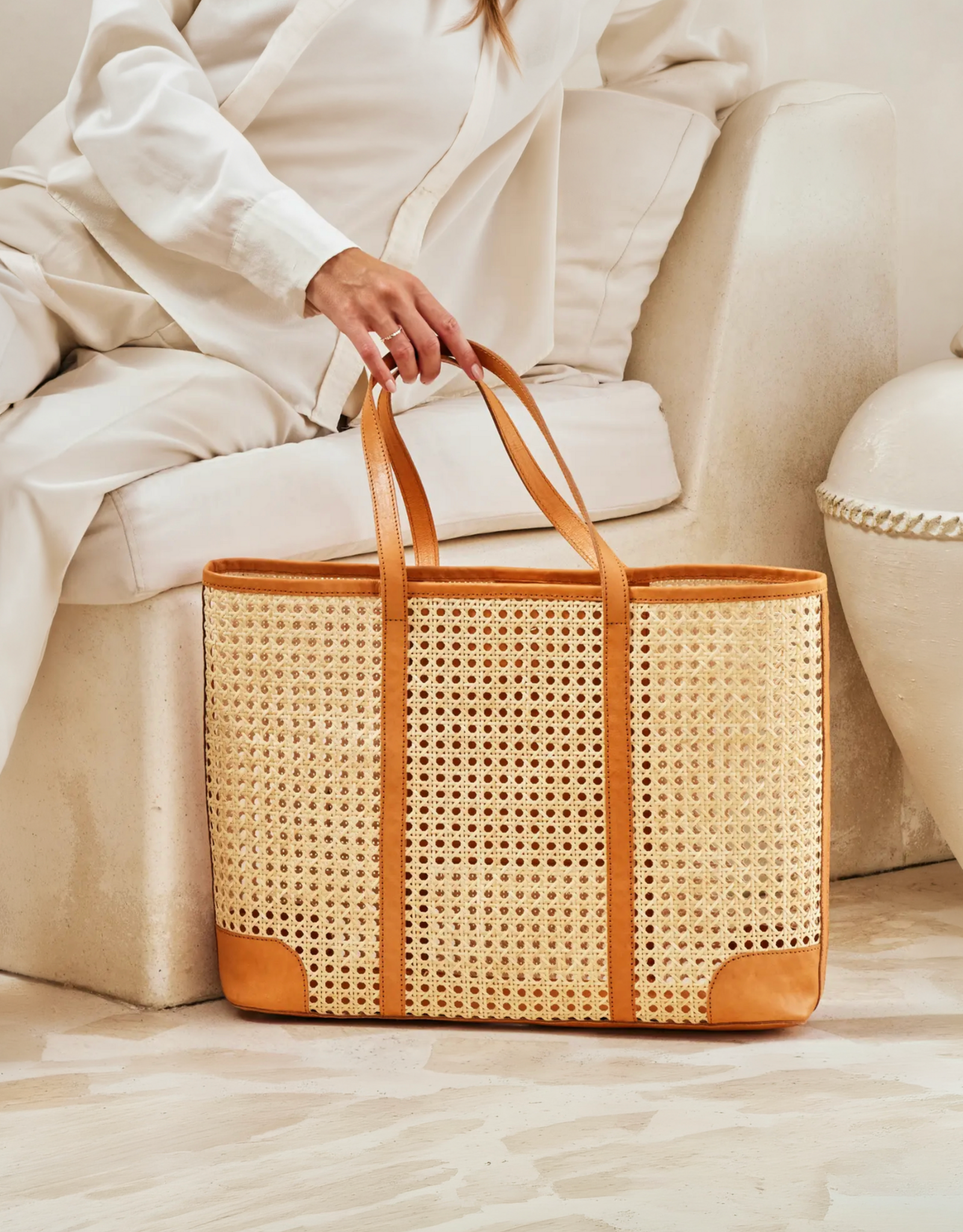 The Winding Road Oversized Rattan Cane Weave Tote