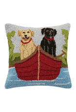 Lab Dogs on Canoe Hook Pillow