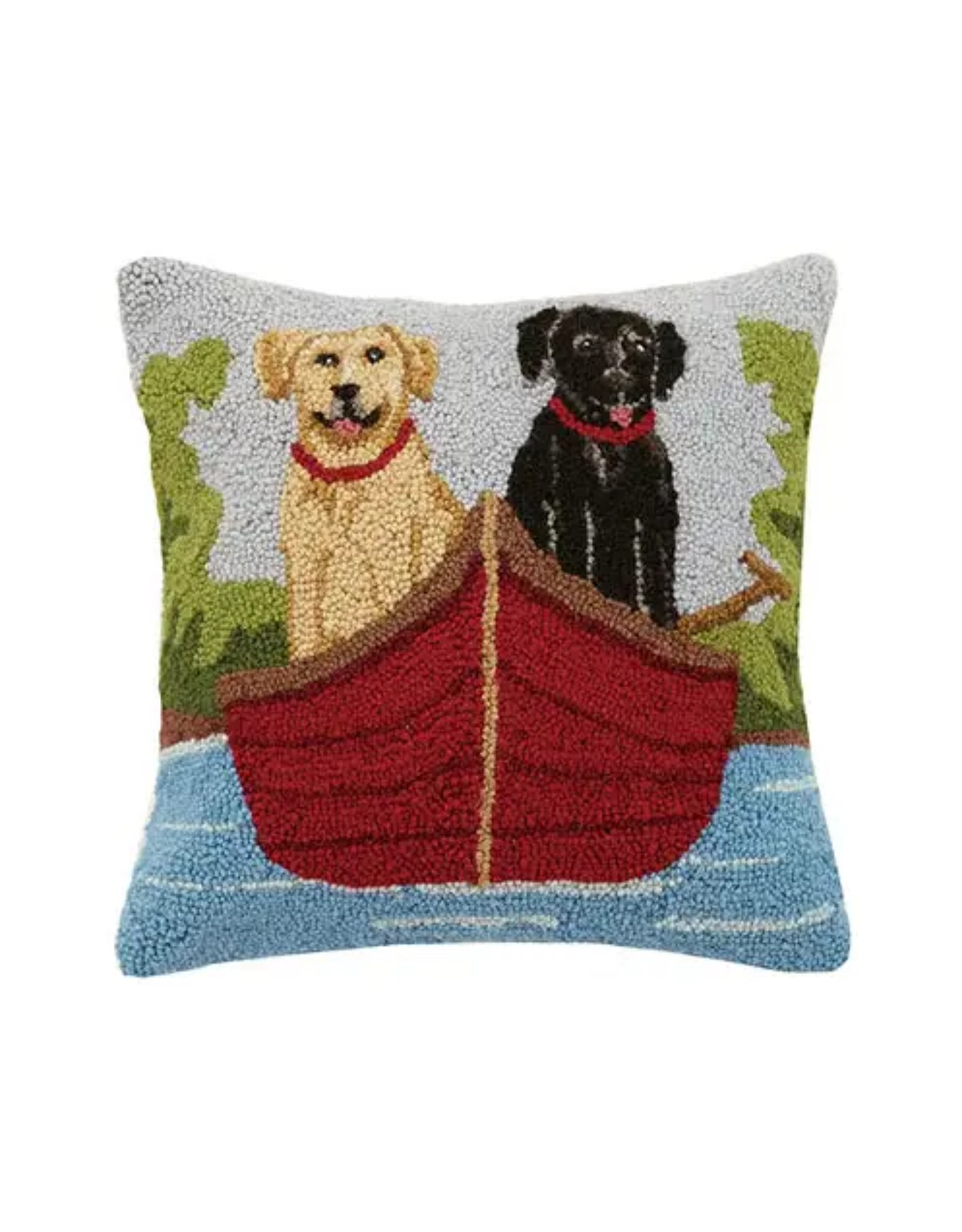 Lab Dogs on Canoe Hook Pillow