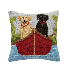Lab Dogs on Canoe Hook Pillow