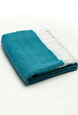 A Soft Idea Teal Fringed Herringbone Throw