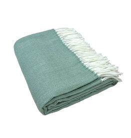 A Soft Idea Bottle Green Fringed Herringbone Throw