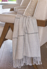 A Soft Idea Light Grey Windowpane Plaid Throw