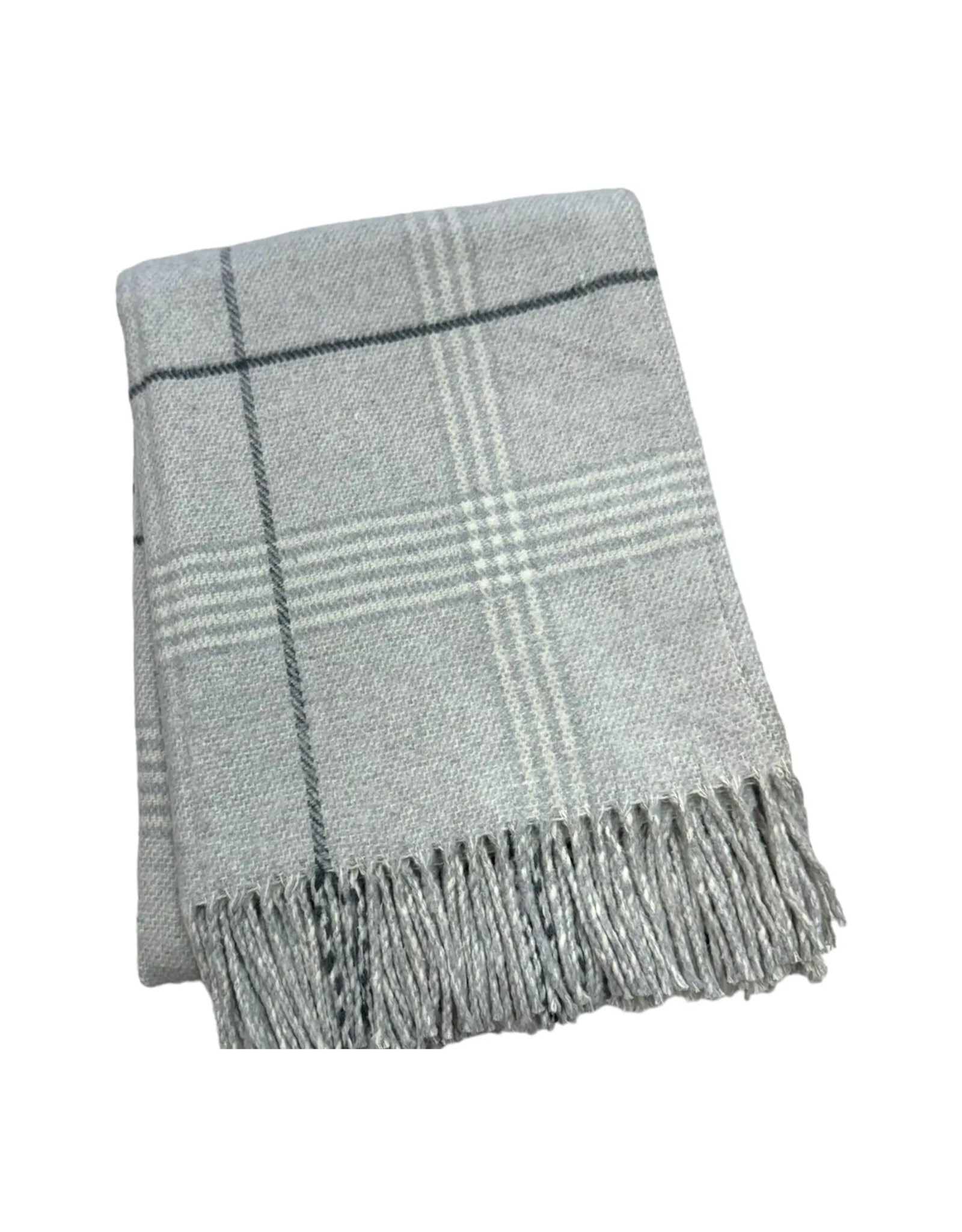 A Soft Idea Light Grey Windowpane Plaid Throw