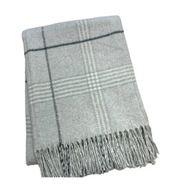 A Soft Idea Light Grey Windowpane Plaid Throw