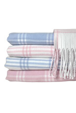 A Soft Idea Blue & White Window Pane Check Flannel Crib Blanket with Fringe