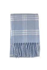 A Soft Idea Blue & White Window Pane Check Flannel Crib Blanket with Fringe