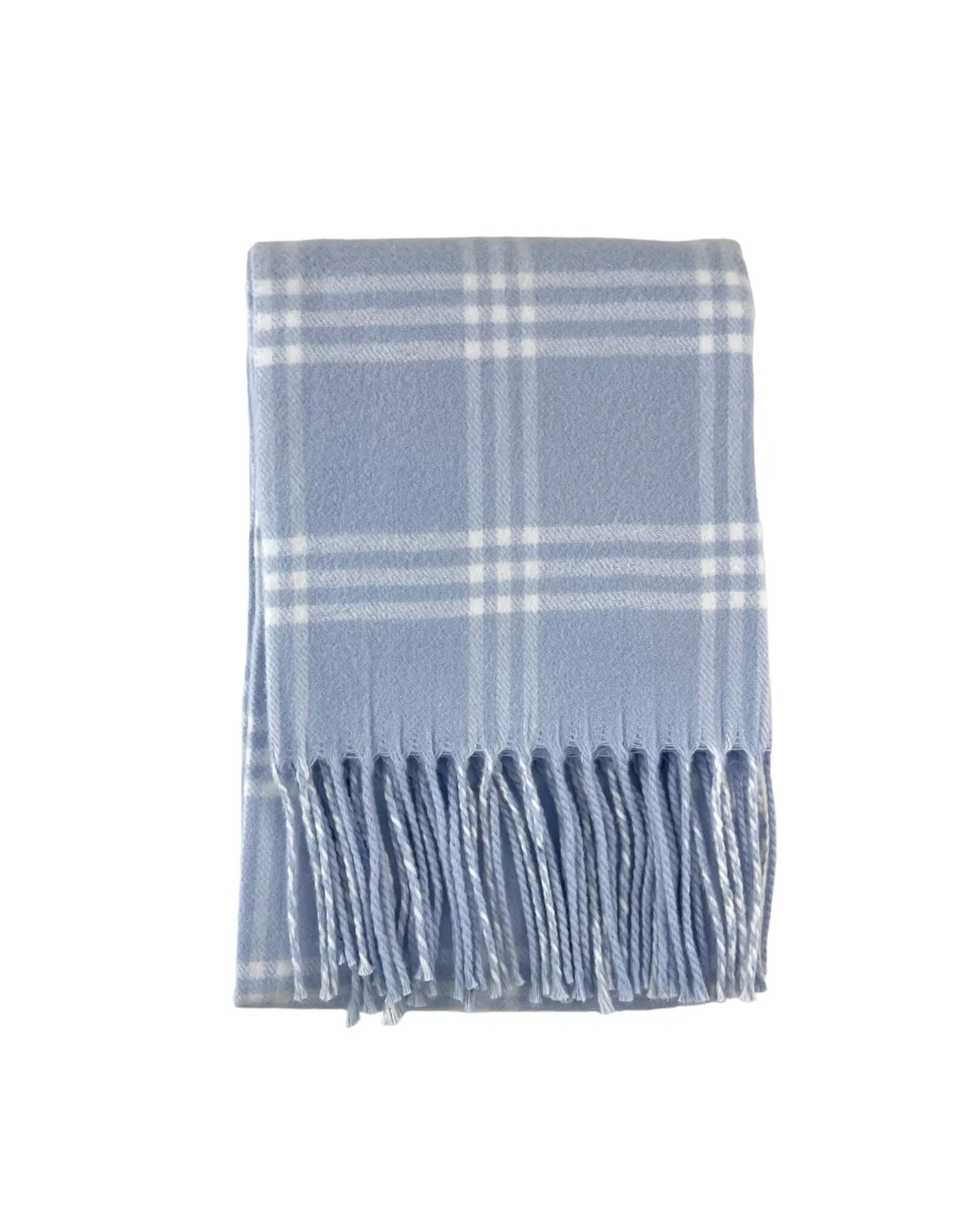 A Soft Idea Blue & White Window Pane Check Flannel Crib Blanket with Fringe