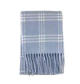 A Soft Idea Blue & White Window Pane Check Flannel Crib Blanket with Fringe