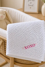 A Soft Idea Blue Baby Stonewashed Basket Weave Crib Blanket with Binding