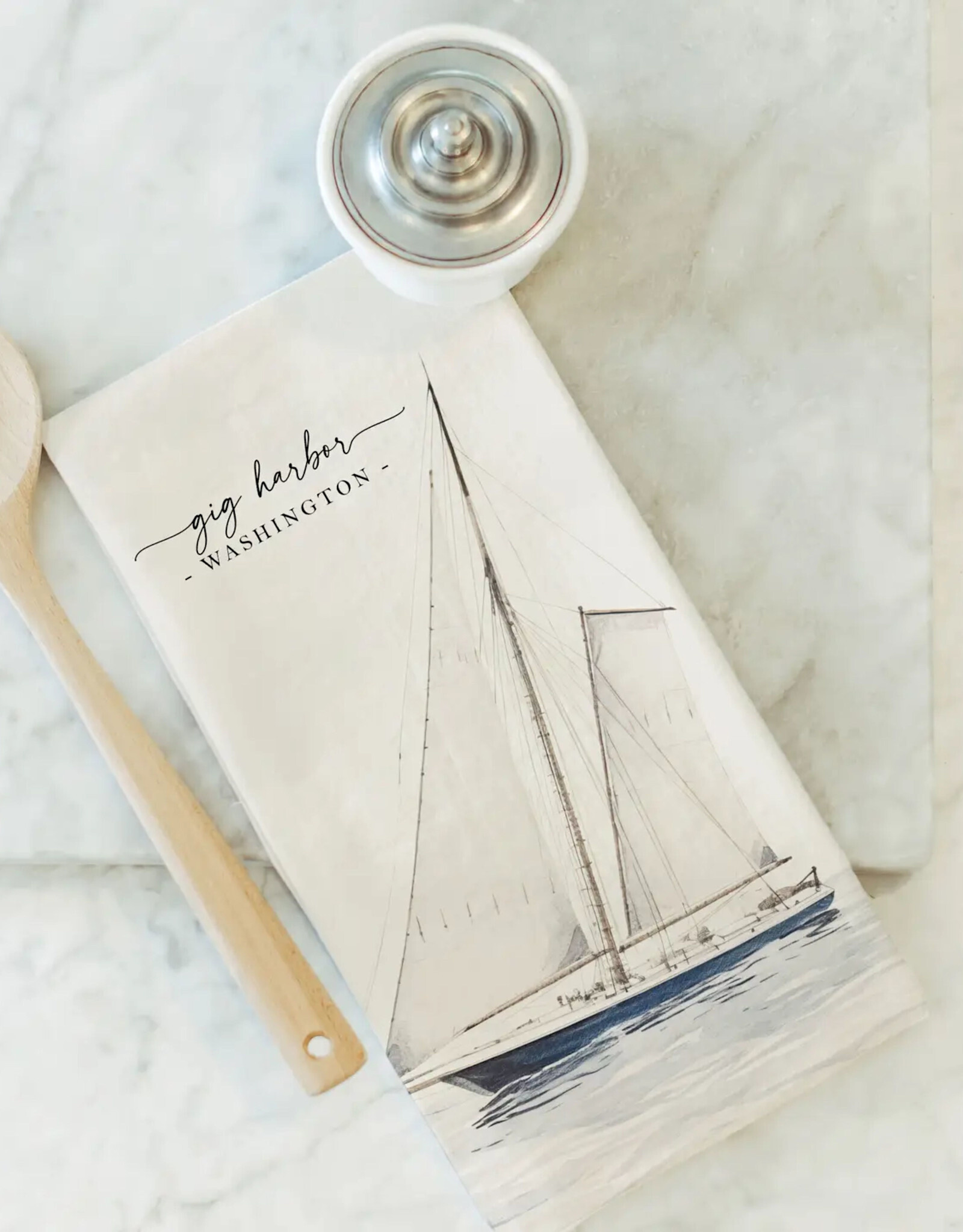 Porter Lane Home Custom Location Sailboat Tea Towel