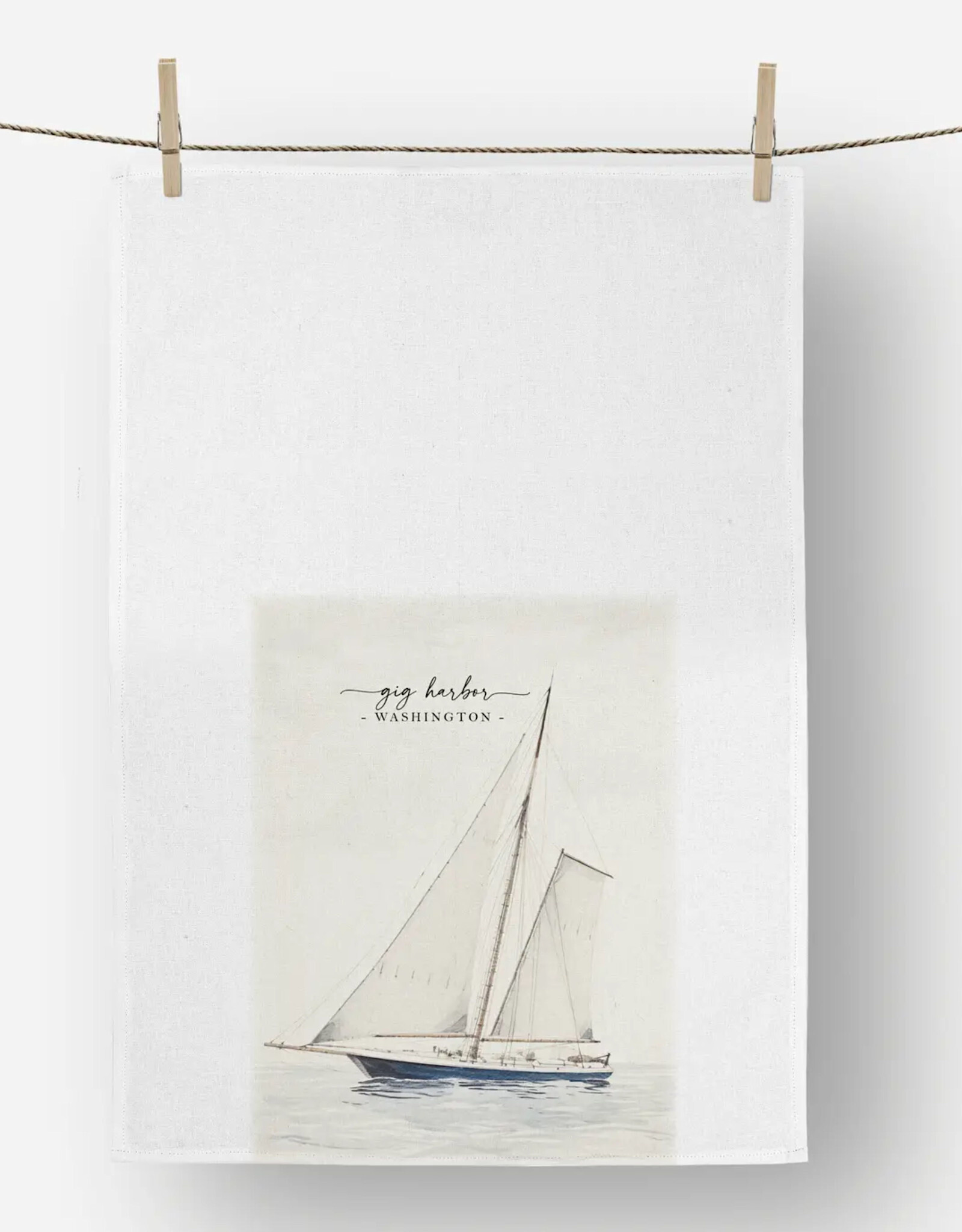 Porter Lane Home Custom Location Sailboat Tea Towel