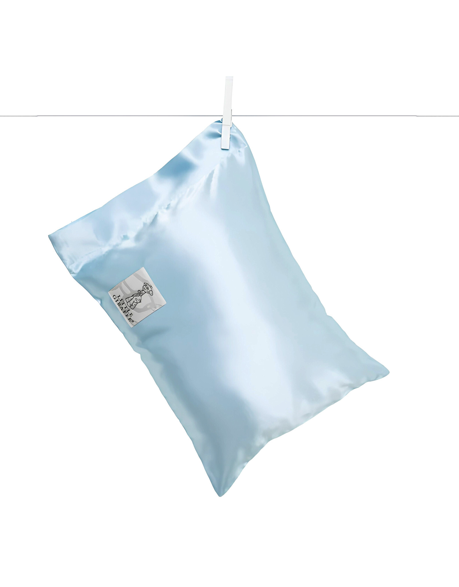 Little Giraffe Blue Satin Decorative Nursery Pillow