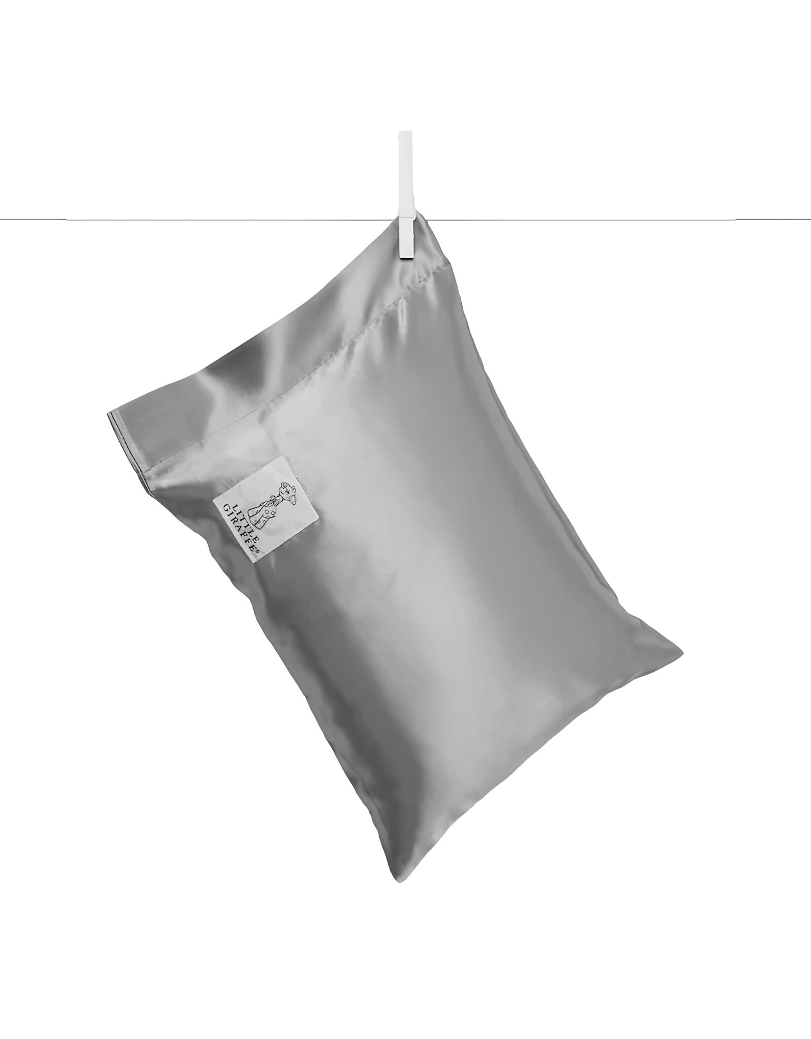 Little Giraffe Silver Satin Decorative Nursery Pillow