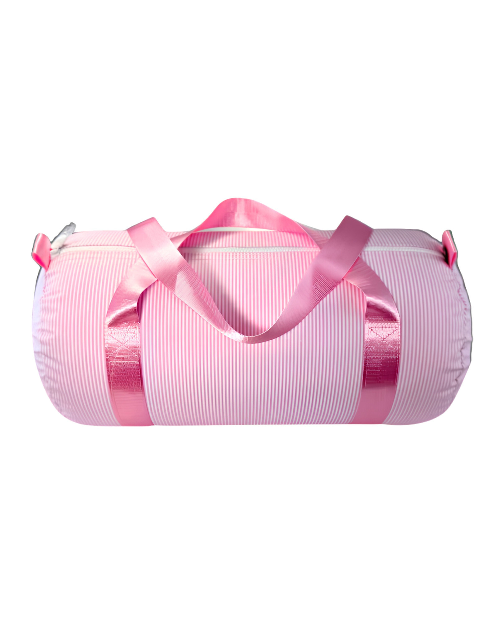 Mint Pink Preppy Stripe Medium Duffel