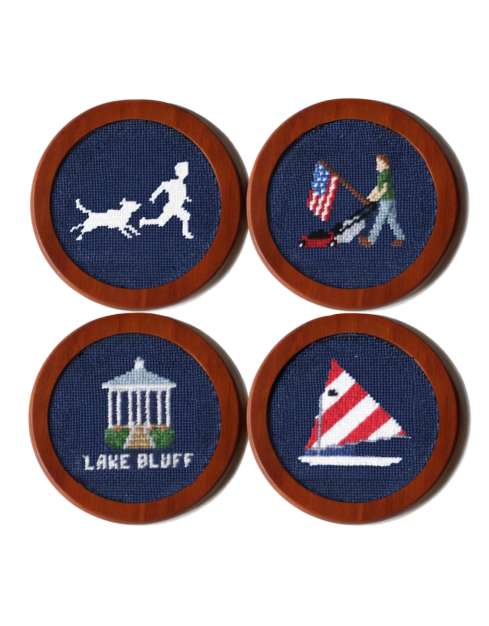 Smather's & Branson Lake Bluff Needlepoint Coaster Set