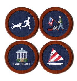 Smather's & Branson Lake Bluff Needlepoint Coaster Set