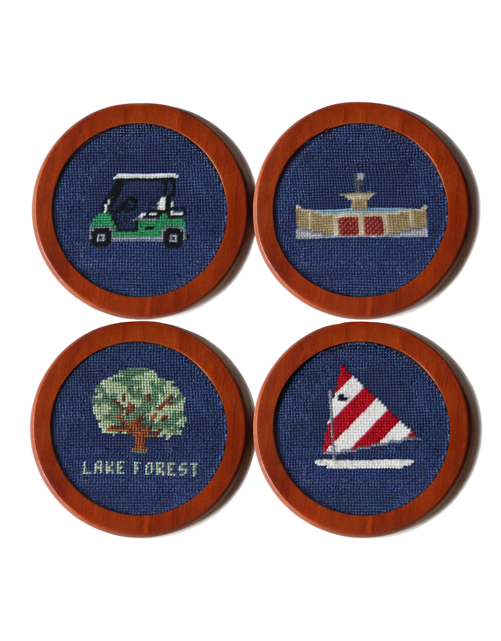 Smather's & Branson Lake Forest Needlepoint Coaster Set