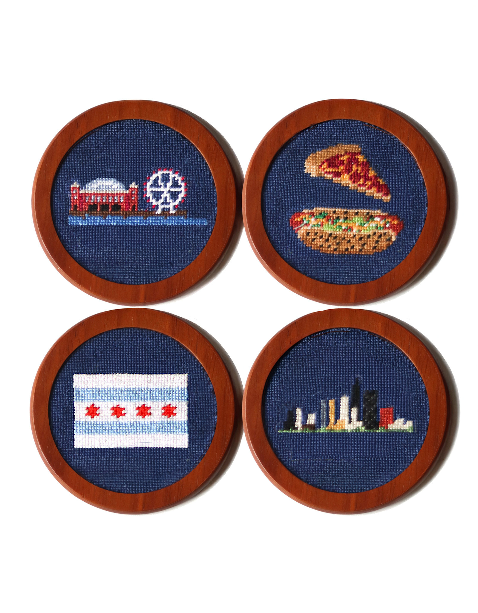 Smather's & Branson Chicago Needlepoint Coaster Set