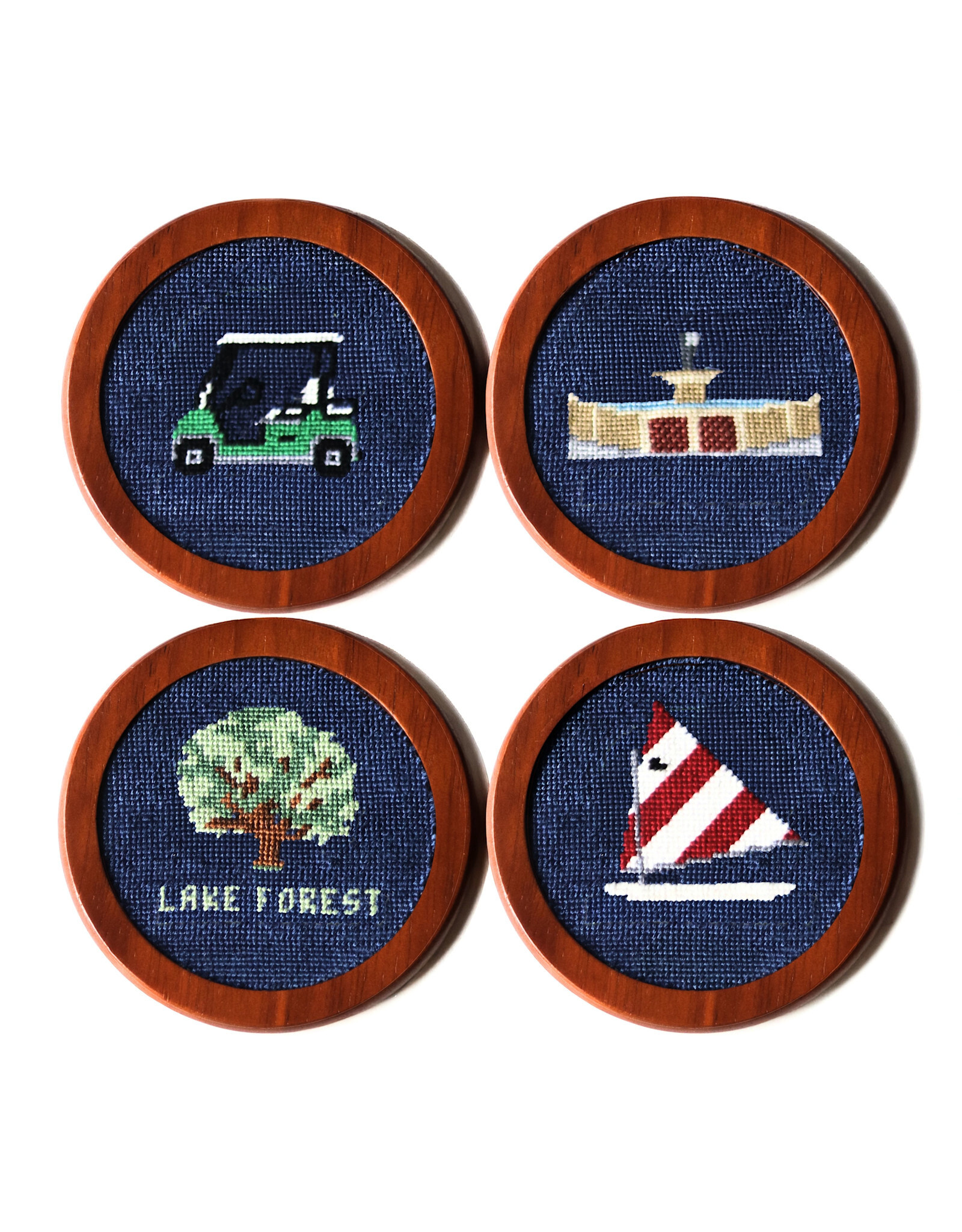 Smather's & Branson Lake Forest Needlepoint Coaster Set
