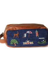 Smather's & Branson Lake Forest Life Needlepoint Leather Toiletry Bag