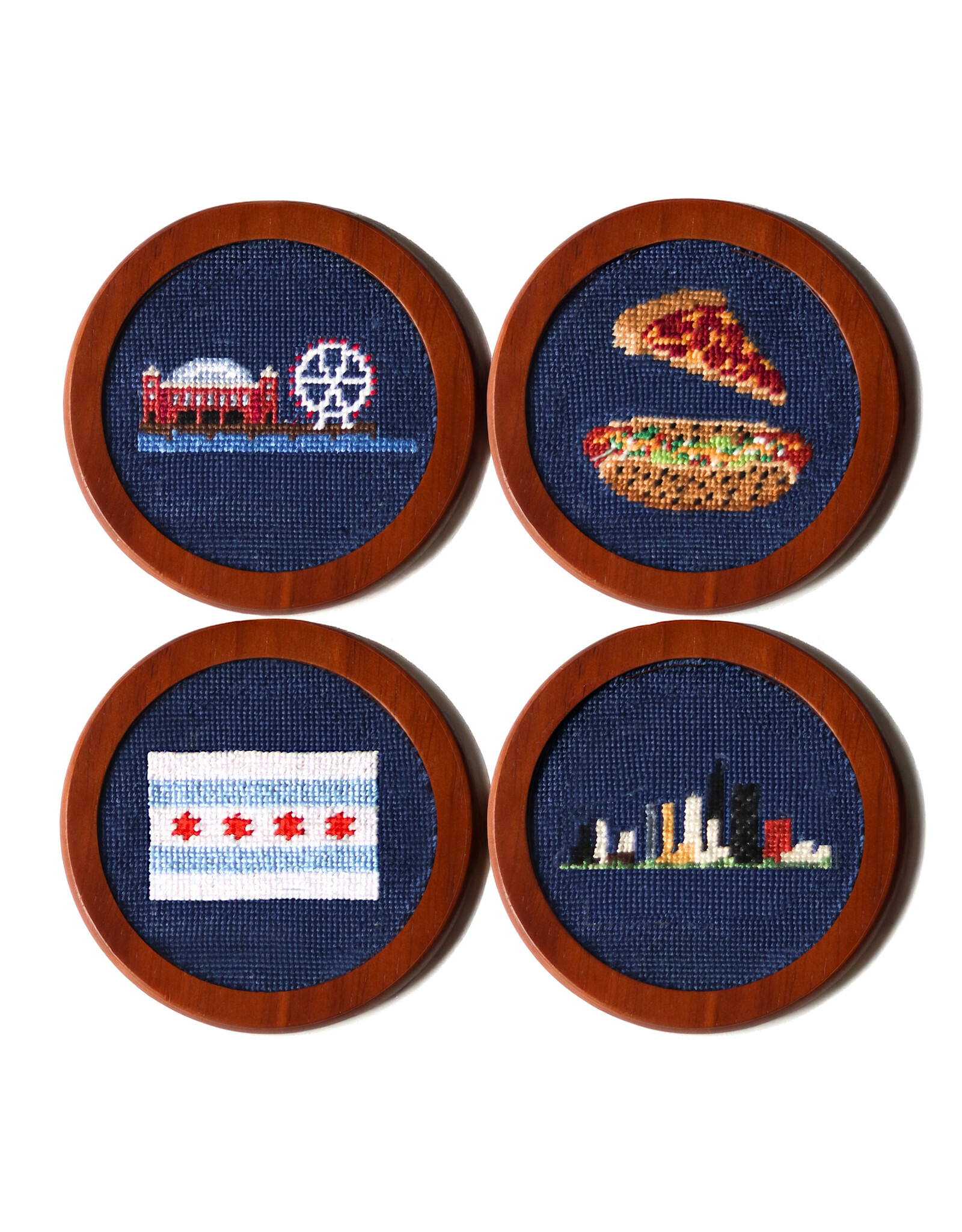 Smather's & Branson Chicago Needlepoint Coaster Set