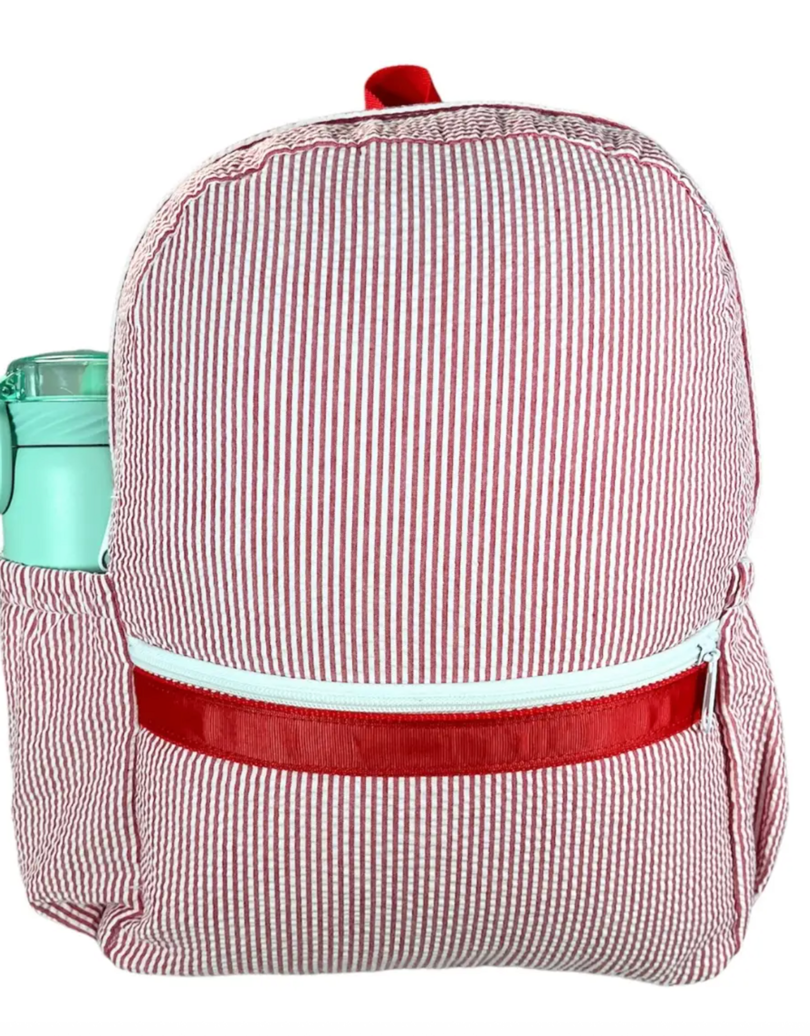Mint Medium Backpack Red Seersucker w/pockets