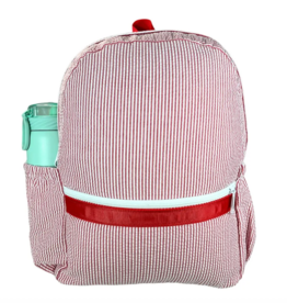 Mint Medium Backpack Red Seersucker w/pockets