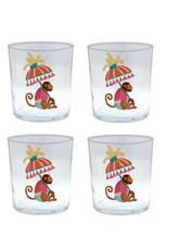 Mariposa Monkeys & Parasols Suite of 4 Dble Old Fashions
