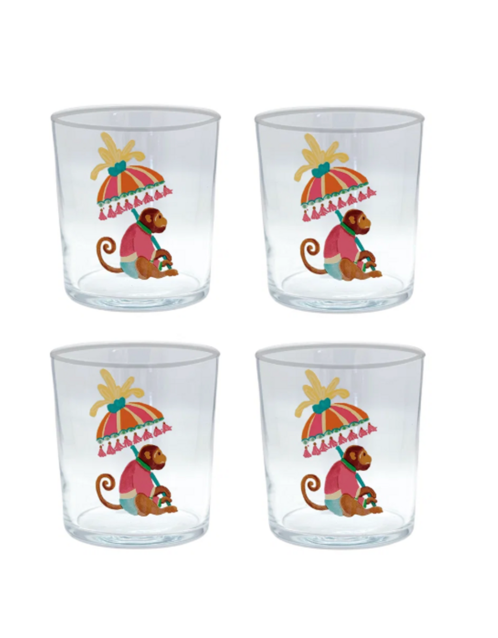 Mariposa Monkeys & Parasols Suite of 4 Dble Old Fashions