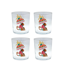 Mariposa Monkeys & Parasols Suite of 4 Dble Old Fashions