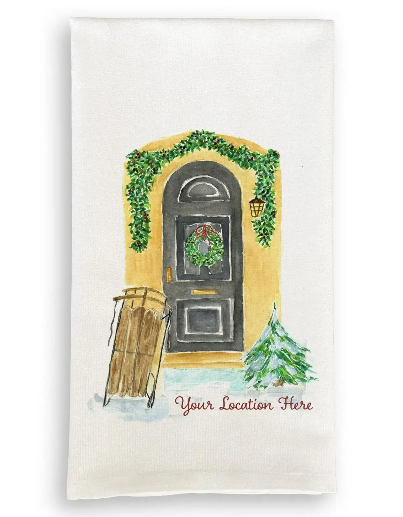 French Graffiti Winter Door Lake Bluff Towel