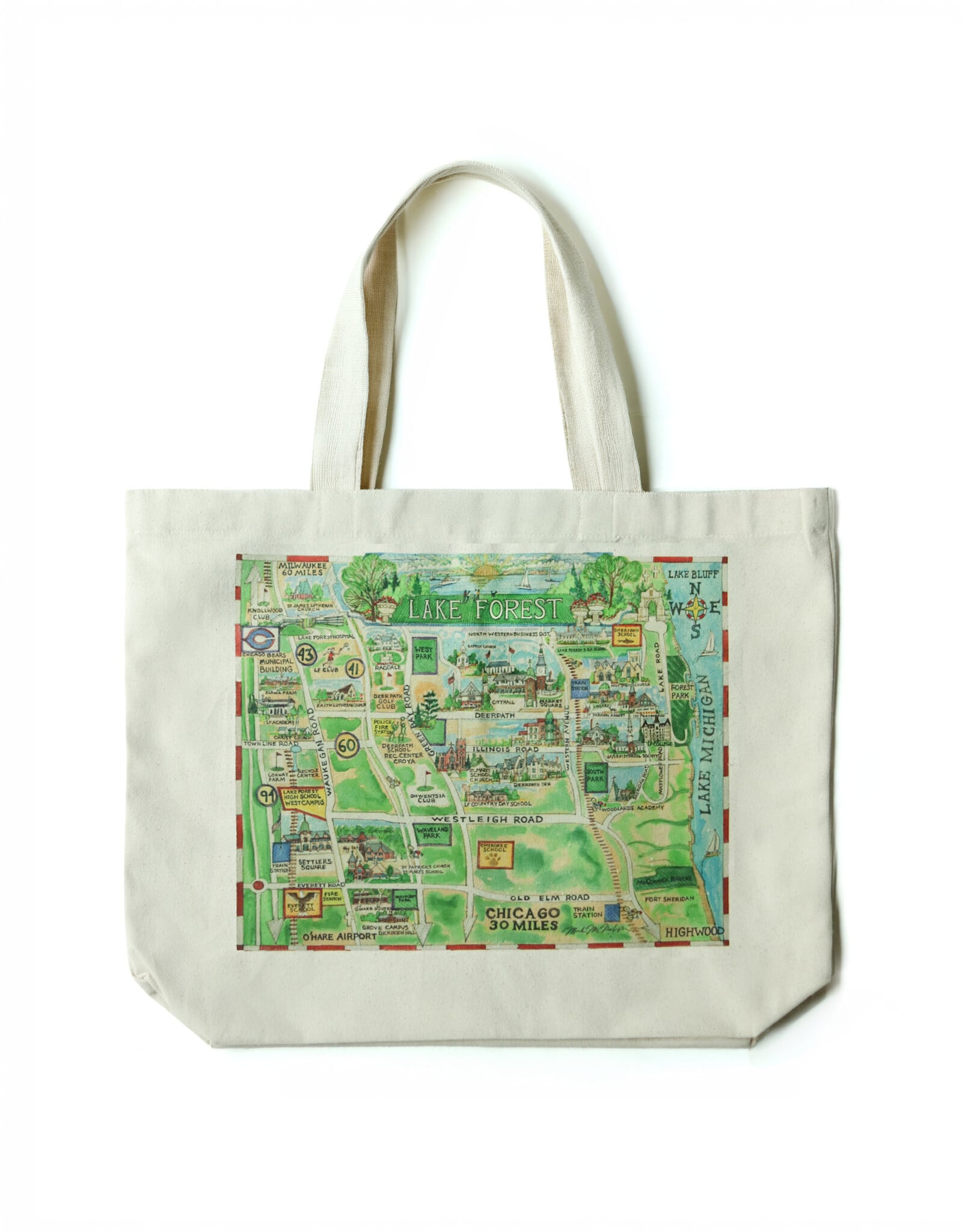 Mary Lake Thompson Lake Forest Map Tote Bag