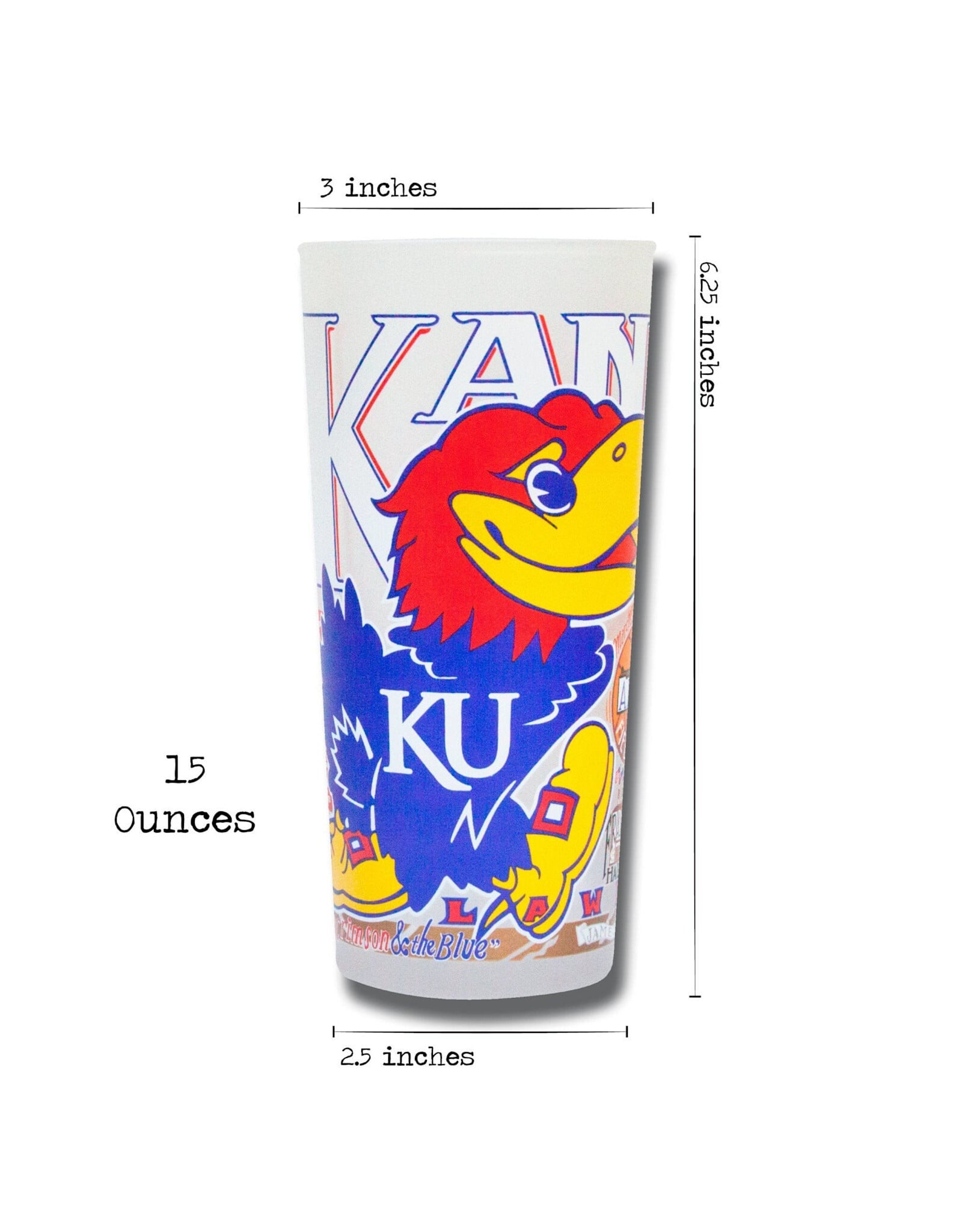 Catstudio University of Kansas Collegiate Drinking Glasses - Set of 2