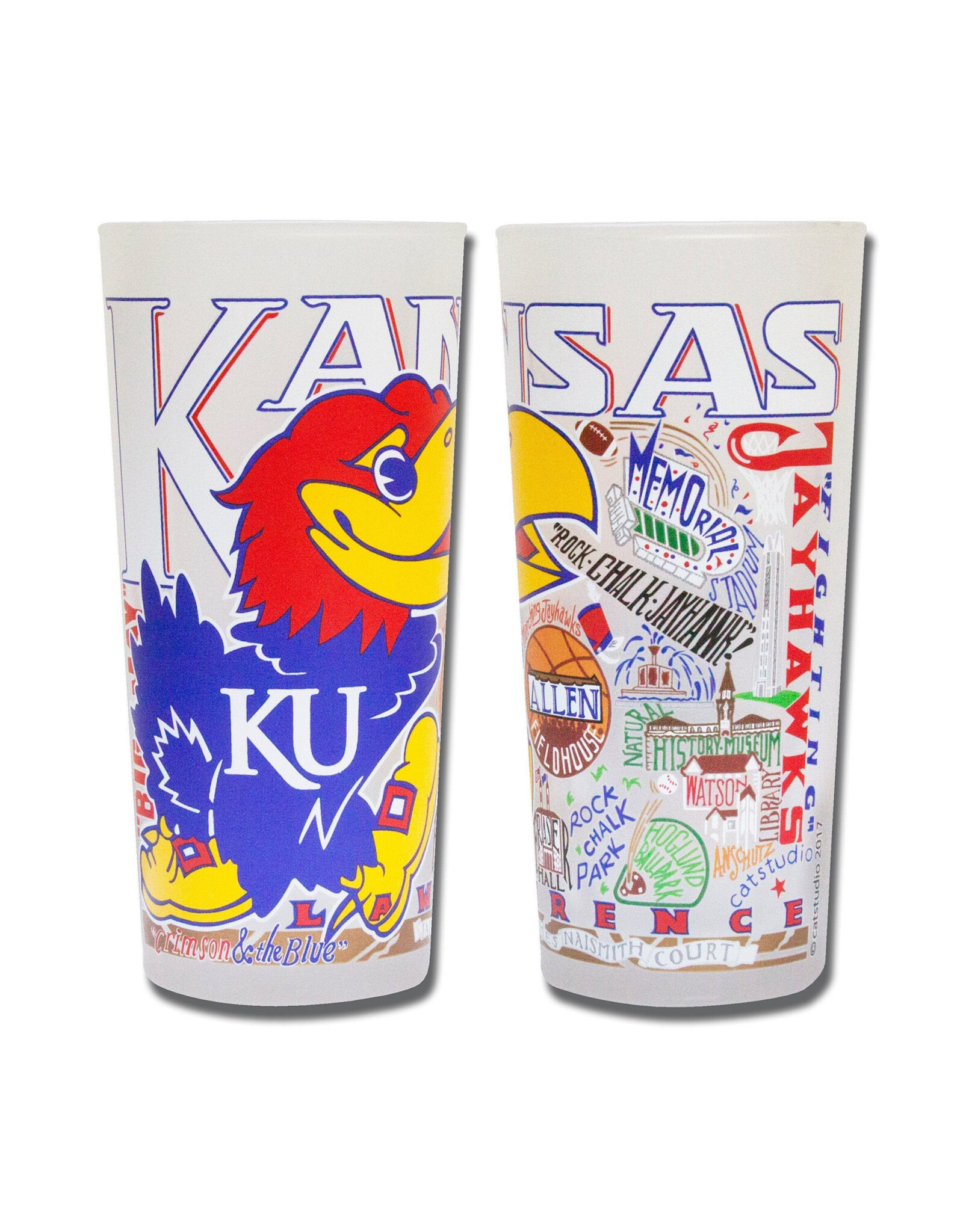 Catstudio University of Kansas Collegiate Drinking Glasses - Set of 2