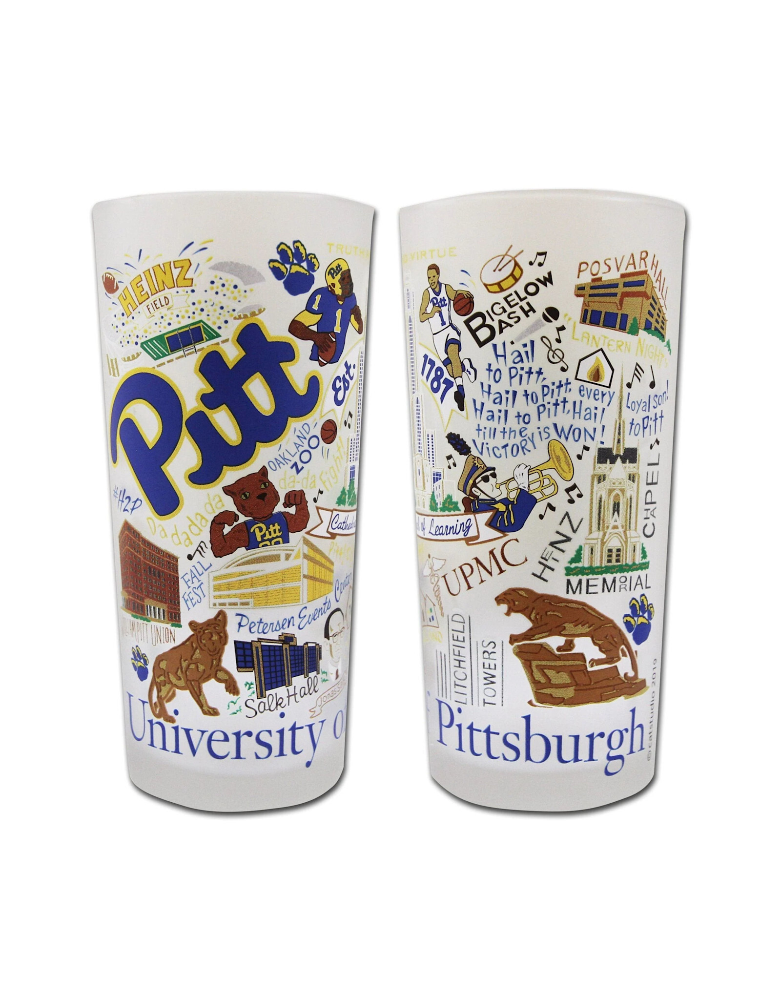 Catstudio University of Pittsburgh Collegiate Drinking Glasses - Set of 2