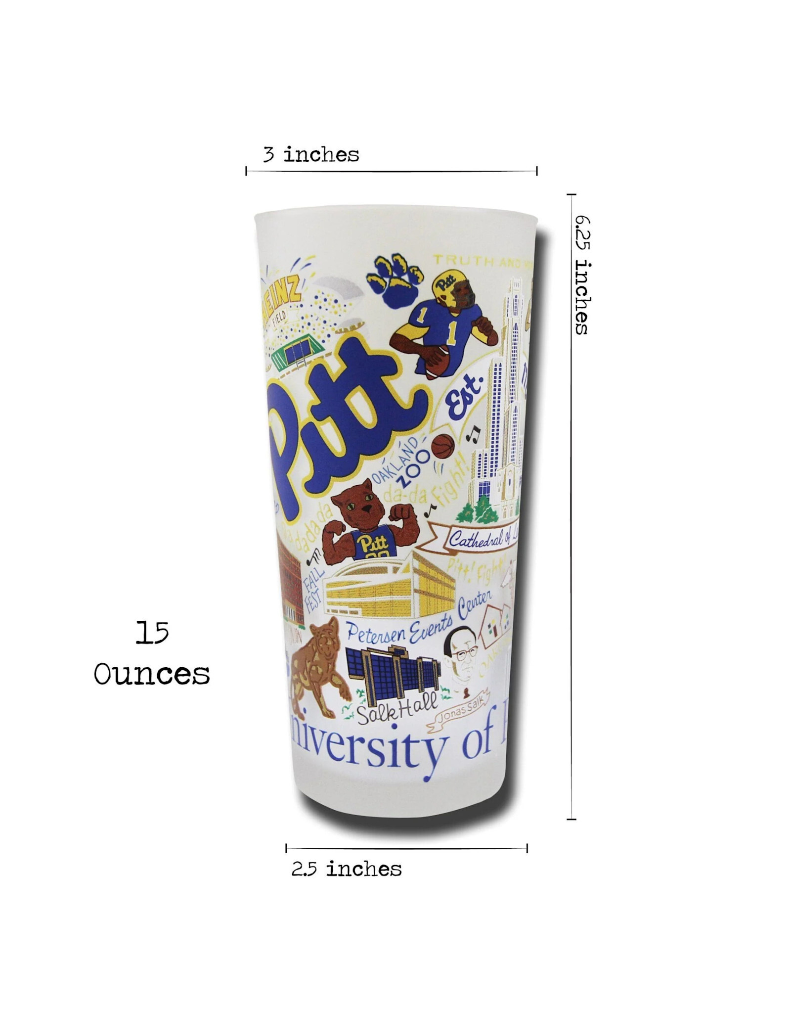 Catstudio University of Pittsburgh Collegiate Drinking Glasses - Set of 2