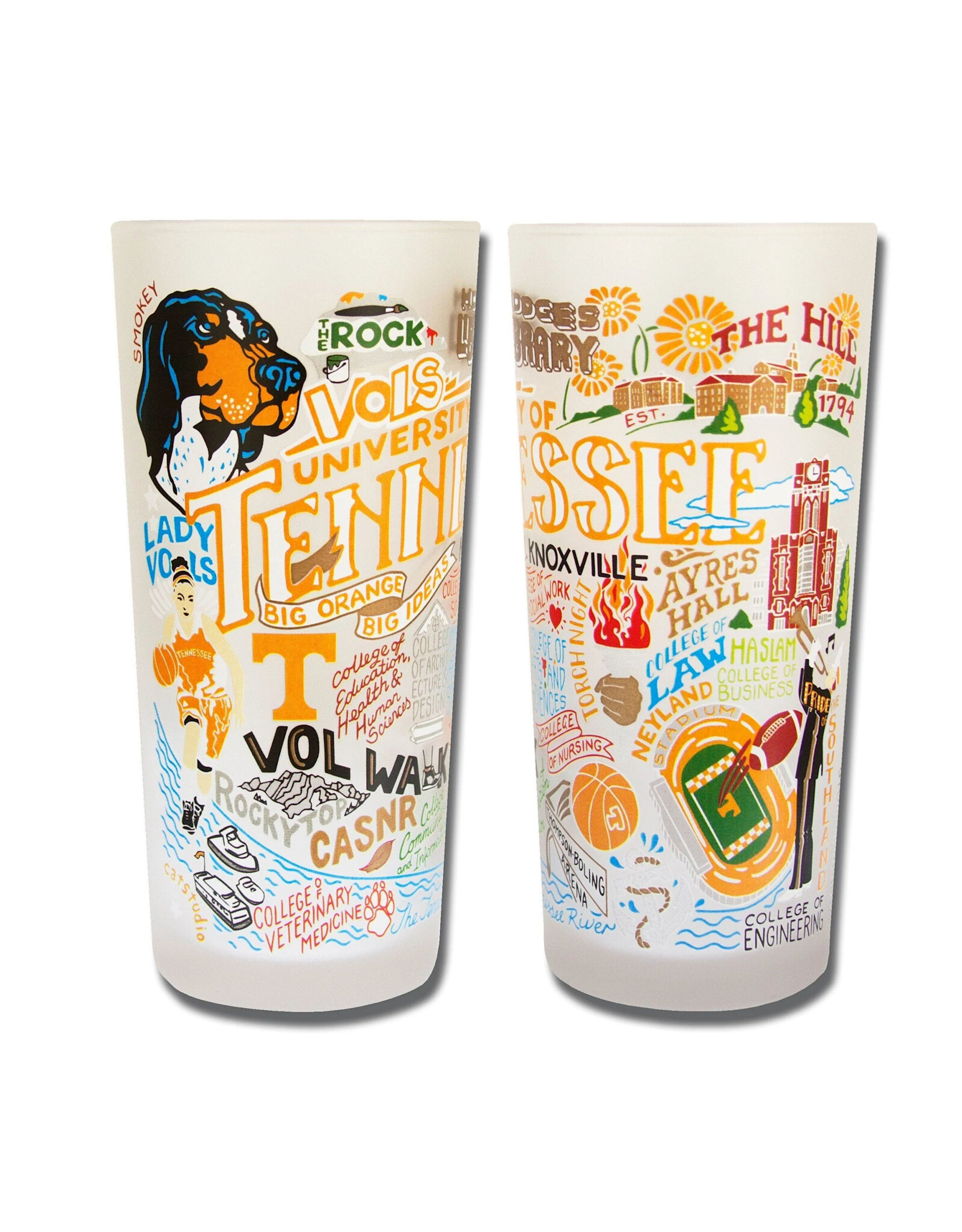 Catstudio University of Tennessee Collegiate Drinking Glasses - Set of 2