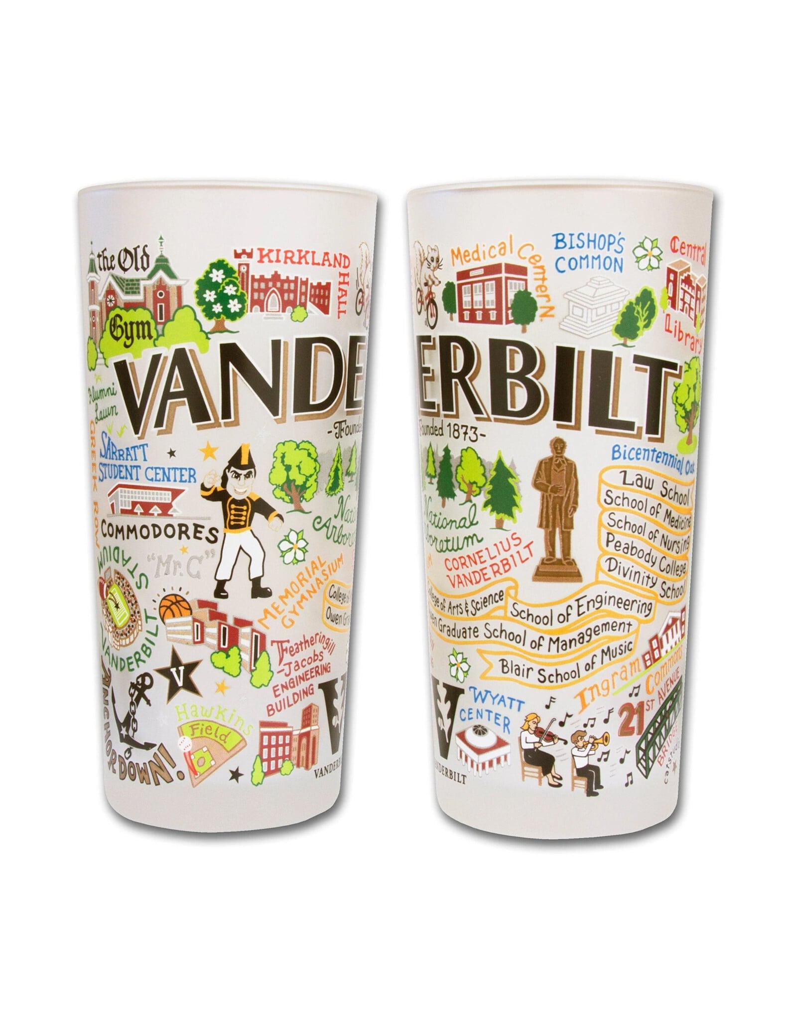 Catstudio Vanderbilt University Collegiate Drinking Glasses - Set of 2