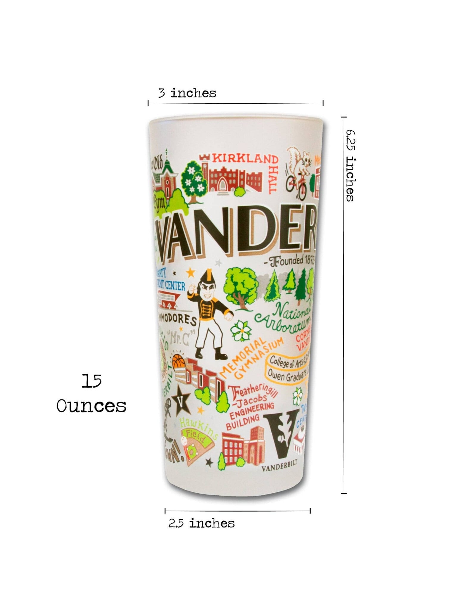 Catstudio Vanderbilt University Collegiate Drinking Glasses - Set of 2