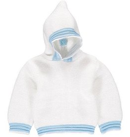 Carriage Boutique Acrylic White Blue Hooded Sweater