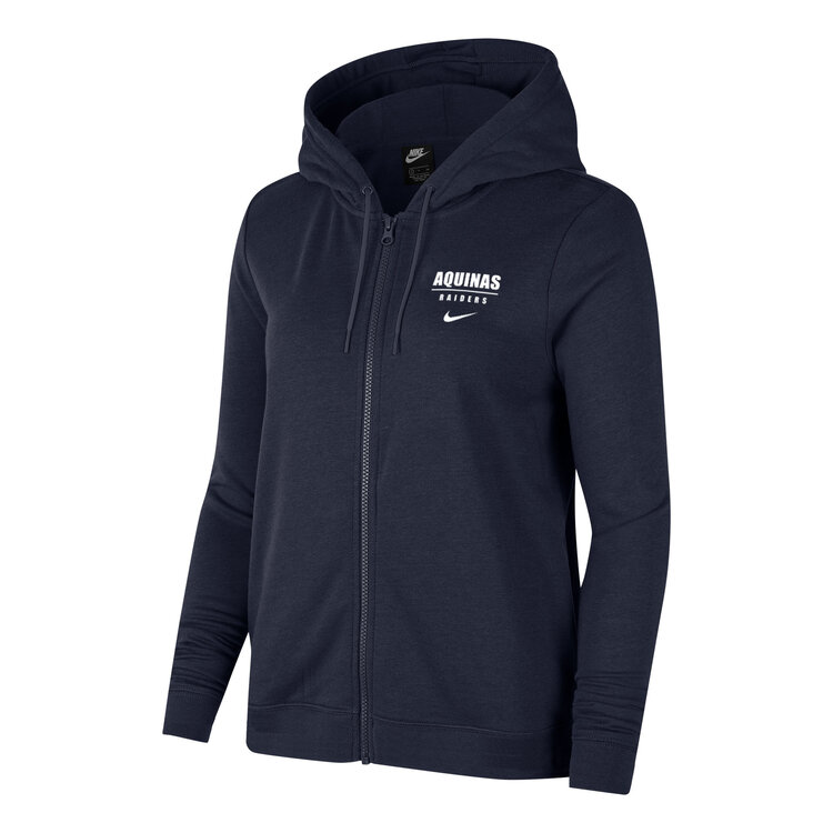 Women's Club Fleece Navy Full Zip-White lettering 23-24