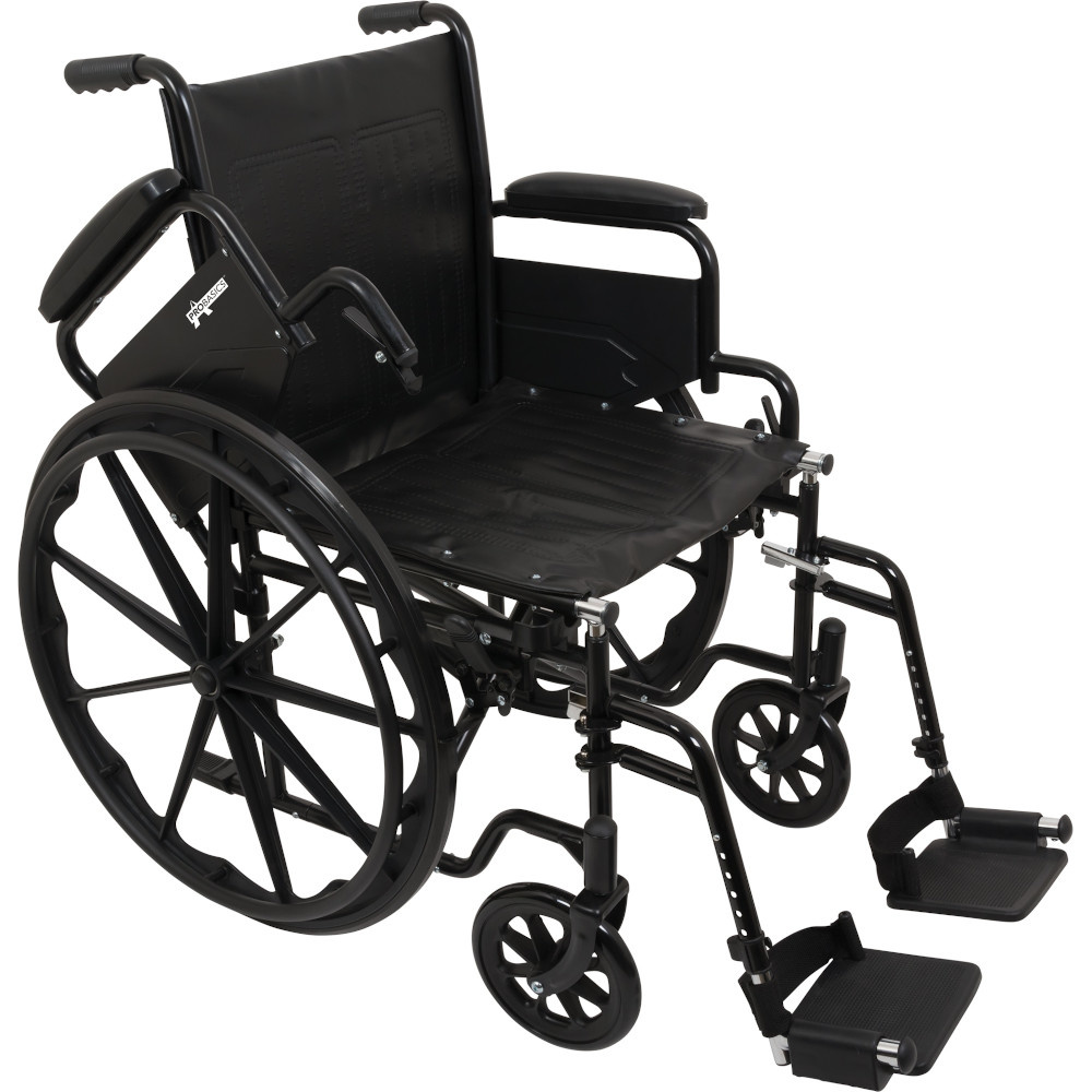 Probasics K1 Wheelchair 16"x16" Seat w/ Flip-Back Arms & Swing-away Footrests