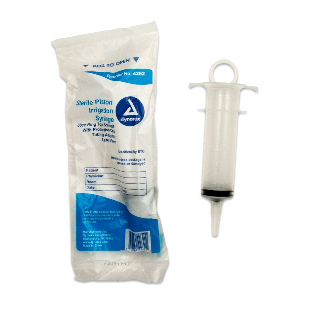 2-Pack Of 60ml (60cc) Plastic Syringes With Large Thumb Rings - Dynarex Brand, Free Shipping