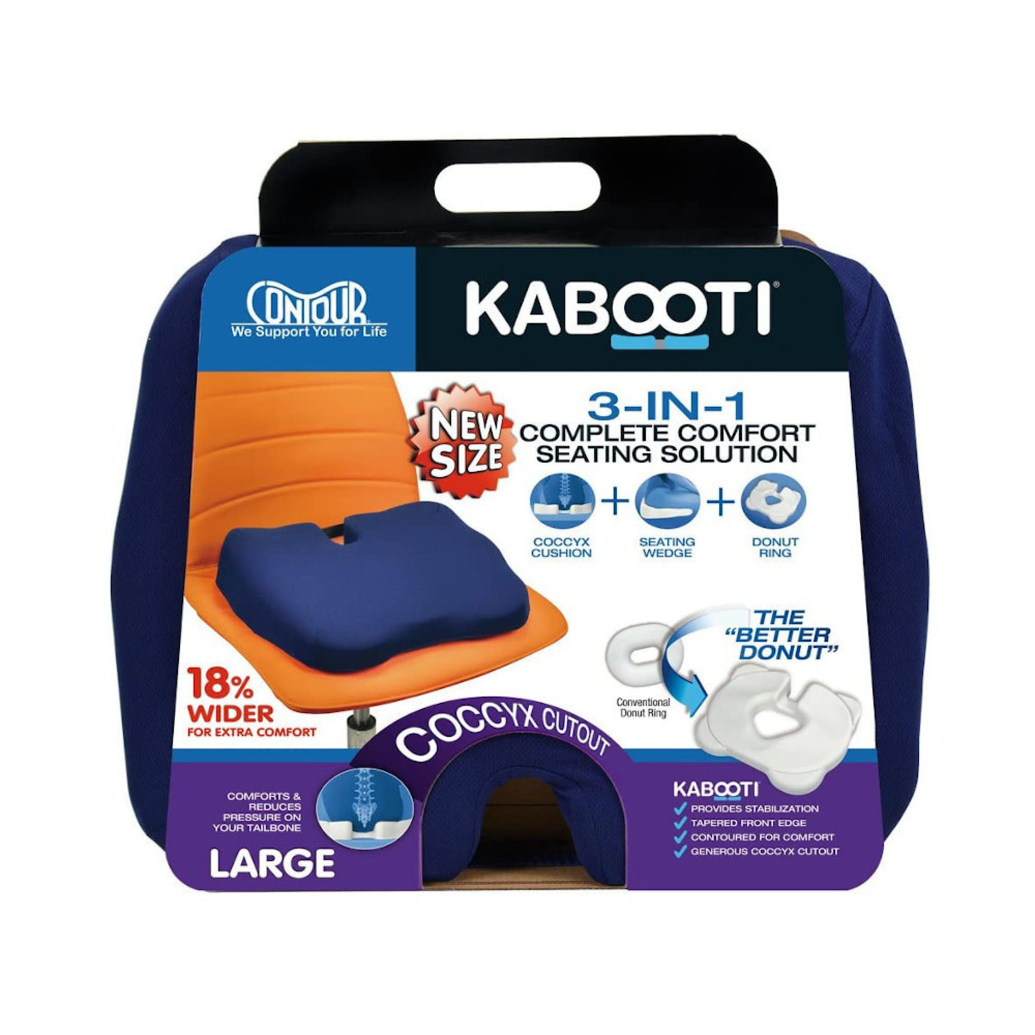 NEW KABOOTI ICE PAIN RELIEF SEAT CUSHION w/REMOVABLE COOL GEL