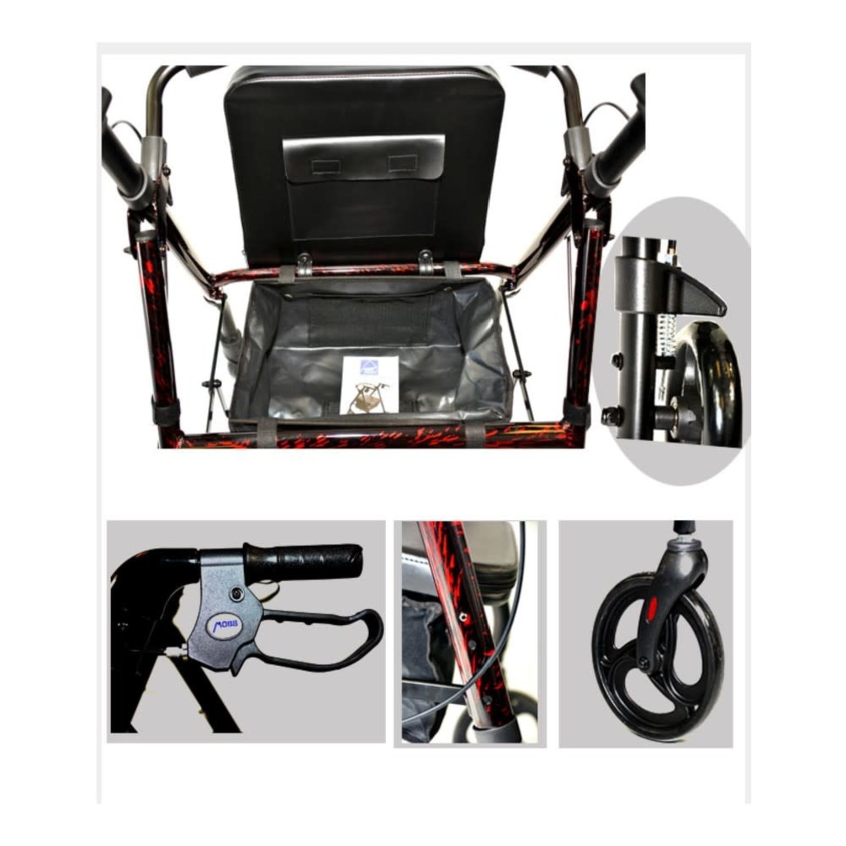 4 Wheel Walker 8" Red Universal