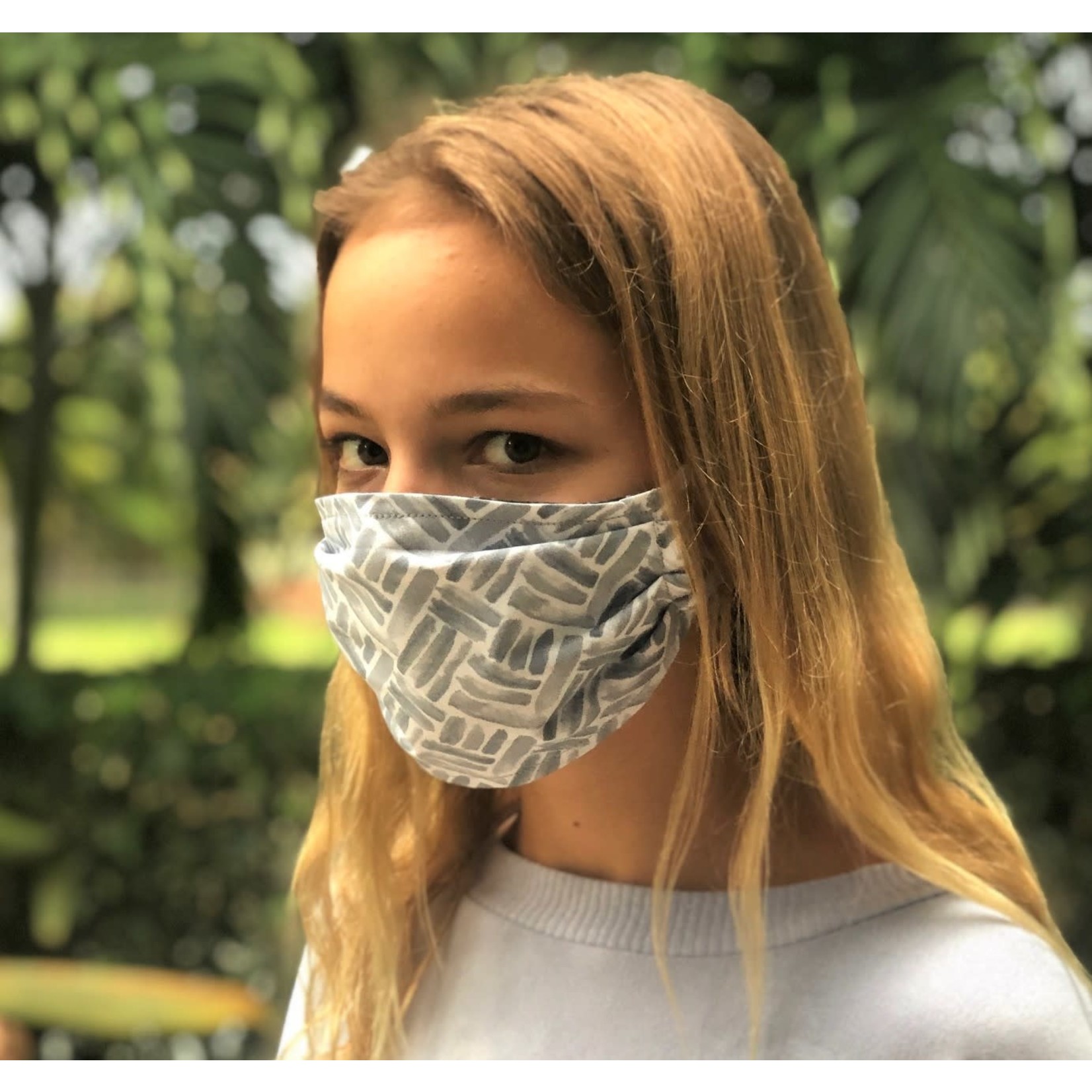 Face Cover - Reversible Grey Parquet/Black Dots - Adult Med