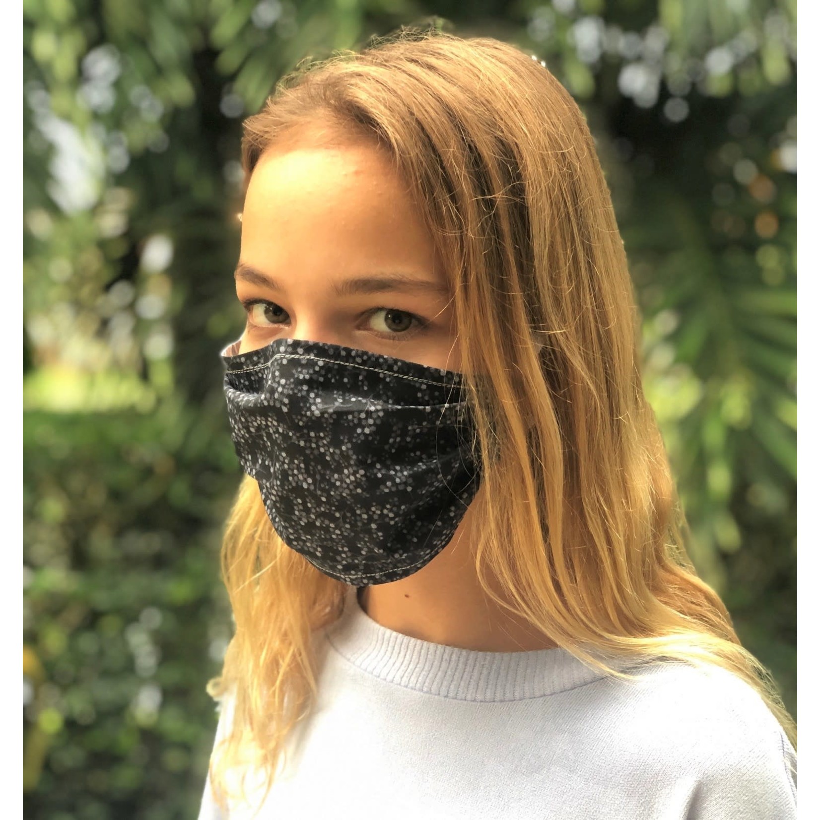 Face Cover - Reversible Grey Parquet/Black Dots - Adult Med