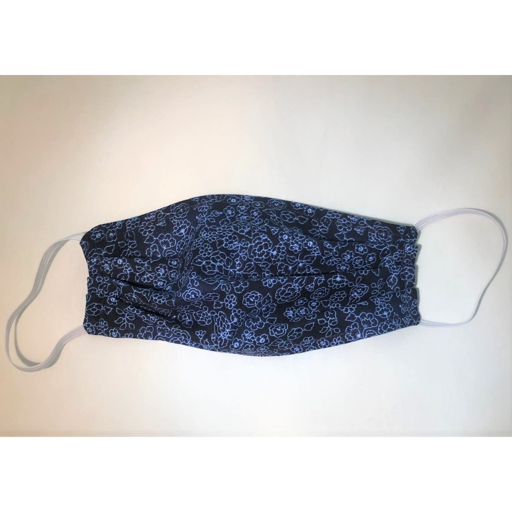 Face Cover - Reversible Green Star/Navy Floral - Adult Med